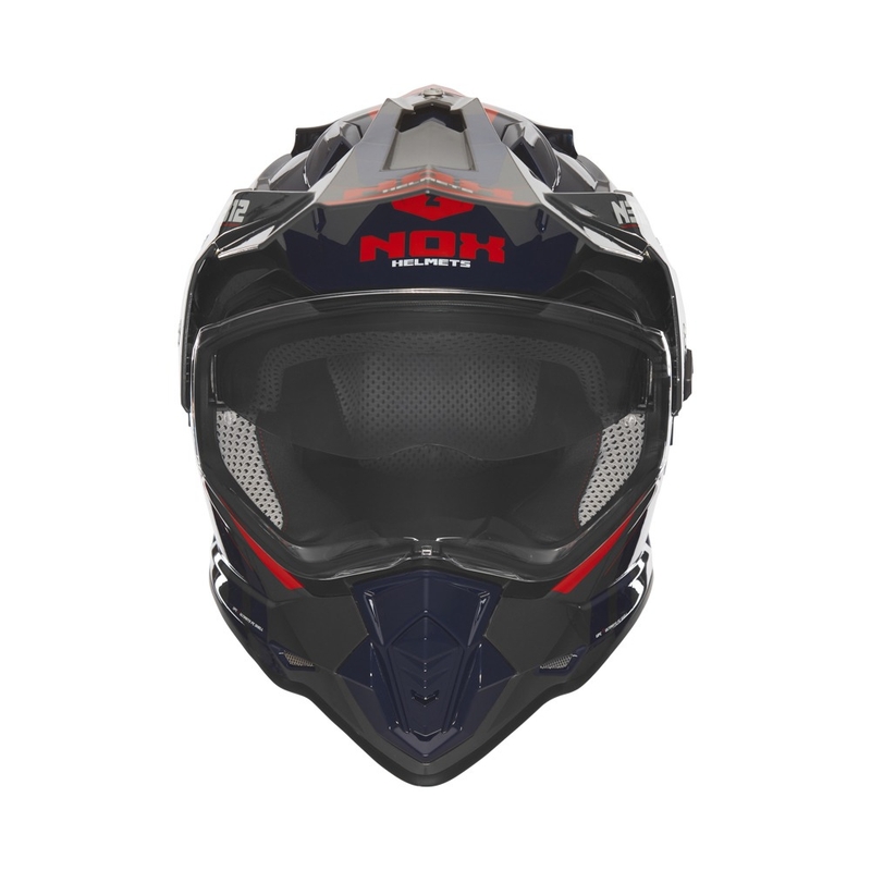 Enduro motociklininko šalmas NOX N312 Vapor juoda-mėlyna-raudona