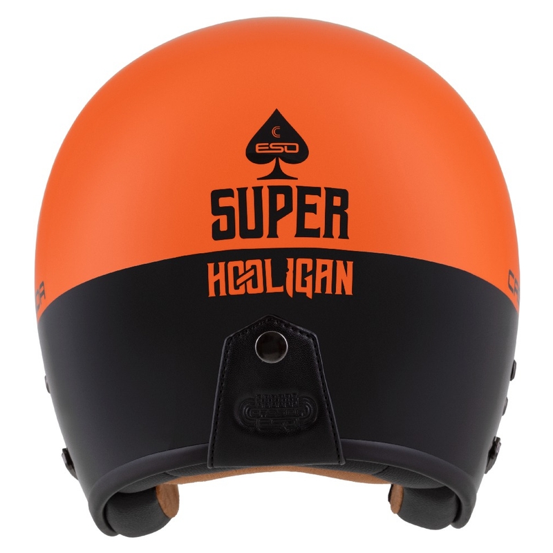 "Cassida Eso Super Hooligan" atviras motociklininko šalmas Juoda-apelsinų perlas