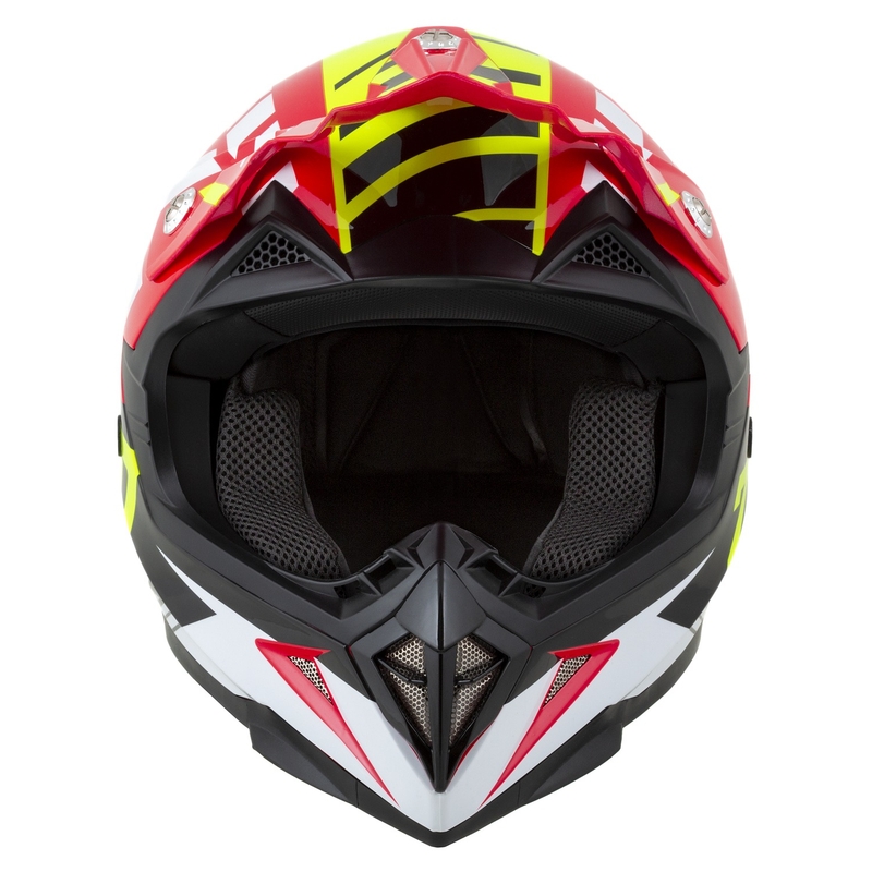 Motokroso šalmas motociklui ZED X1.9 Targa raudona-fluo geltona-juoda-balta