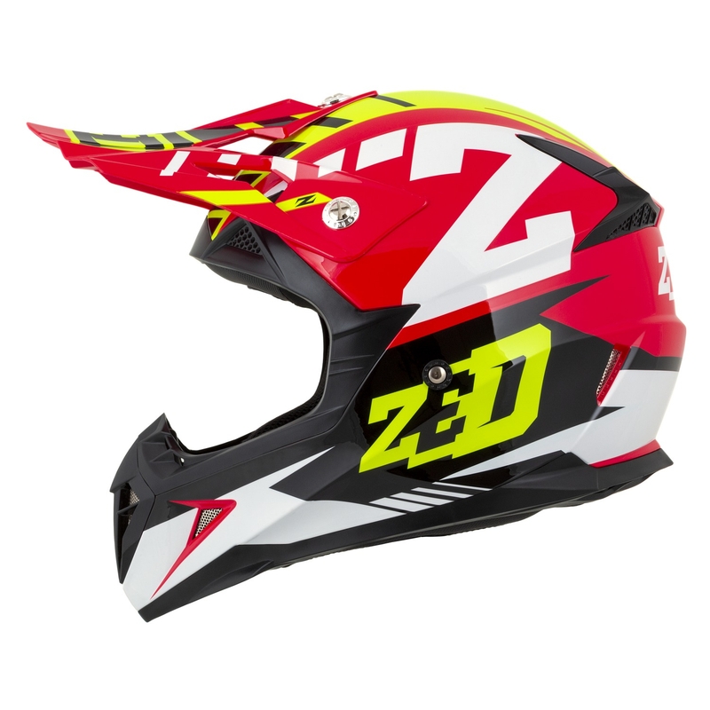 Motokroso šalmas motociklui ZED X1.9 Targa raudona-fluo geltona-juoda-balta