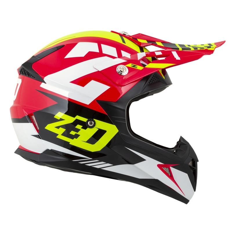Motokroso šalmas motociklui ZED X1.9 Targa raudona-fluo geltona-juoda-balta