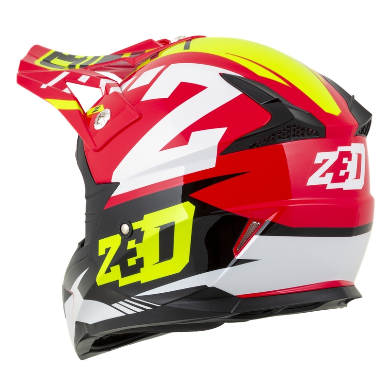 Motokroso šalmas motociklui ZED X1.9 Targa raudona-fluo geltona-juoda-balta