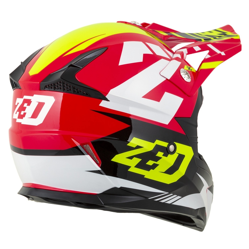 Motokroso šalmas motociklui ZED X1.9 Targa raudona-fluo geltona-juoda-balta