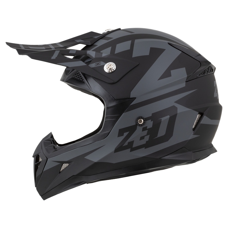 Vaikiškas motokroso šalmas motociklui ZED X1.9D Targa matinis pilkai juodas
