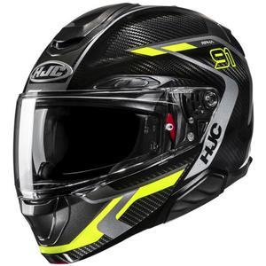 Sulankstomas motociklininko šalmas HJC RPHA 91 CARBON Lagos MC3H juoda-fluo geltona