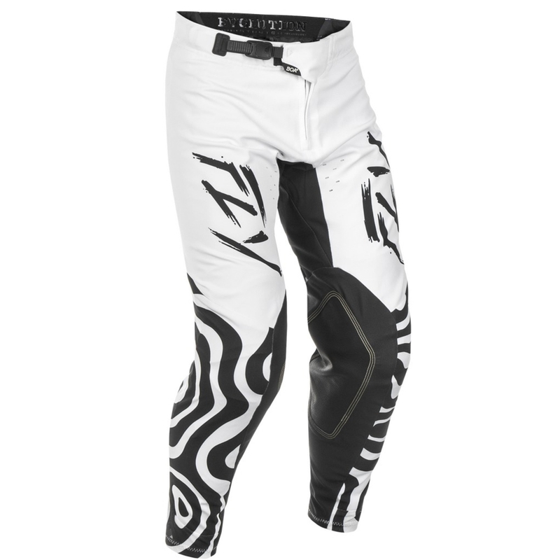 Motokroso kelnės FLY Racing Evolution balta-juoda