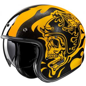 Atviras motociklininko šalmas HJC V31 Flame MC3 geltonai juodas