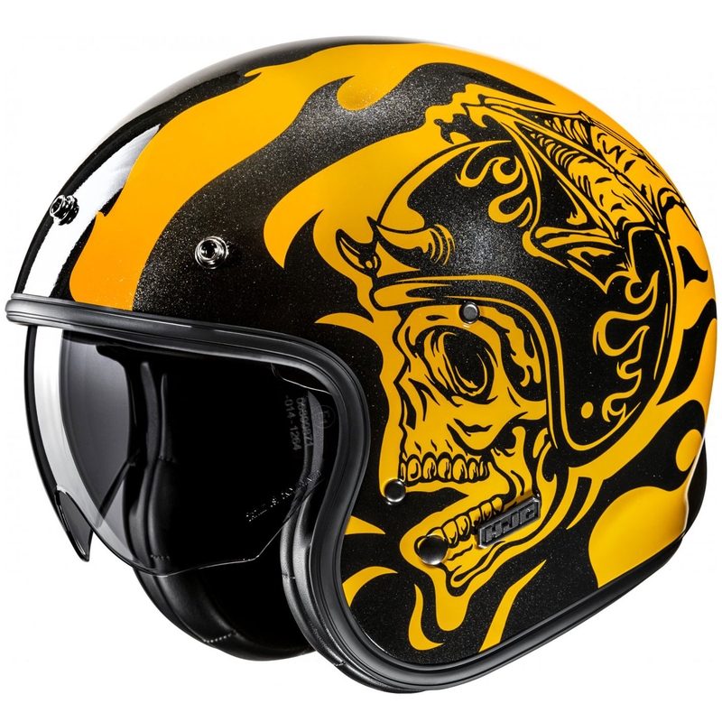 Atviras motociklininko šalmas HJC V31 Flame MC3 geltonai juodas