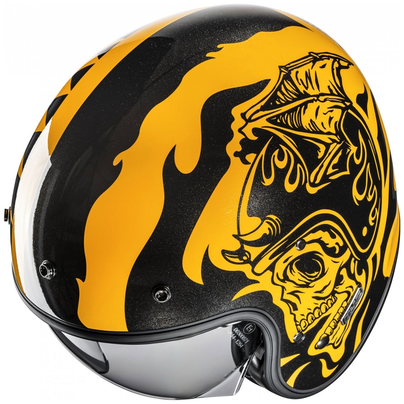 Atviras motociklininko šalmas HJC V31 Flame MC3 geltonai juodas