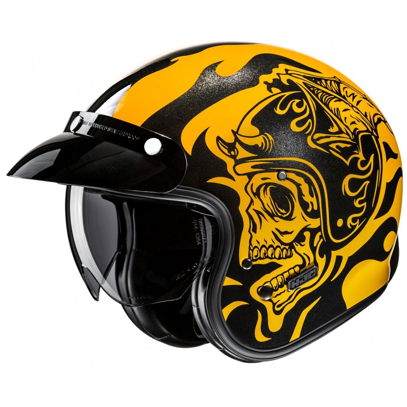 Atviras motociklininko šalmas HJC V31 Flame MC3 geltonai juodas