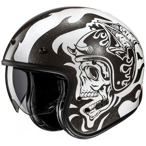 Atviras motociklininko šalmas HJC V31 Flame MC5 juodai baltas