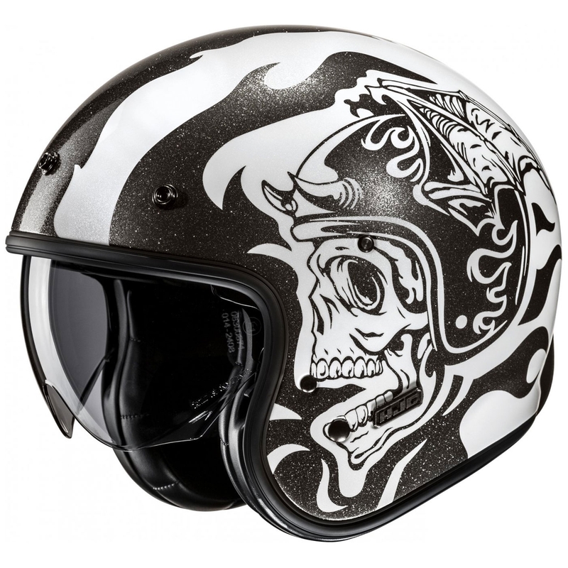 Atviras motociklininko šalmas HJC V31 Flame MC5 juodai baltas