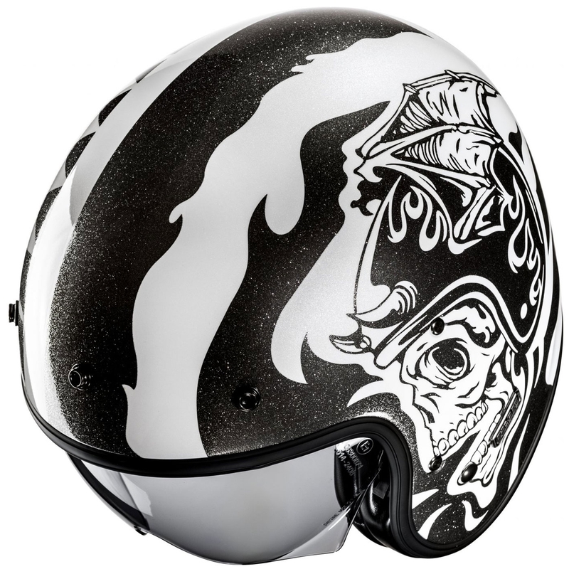 Atviras motociklininko šalmas HJC V31 Flame MC5 juodai baltas