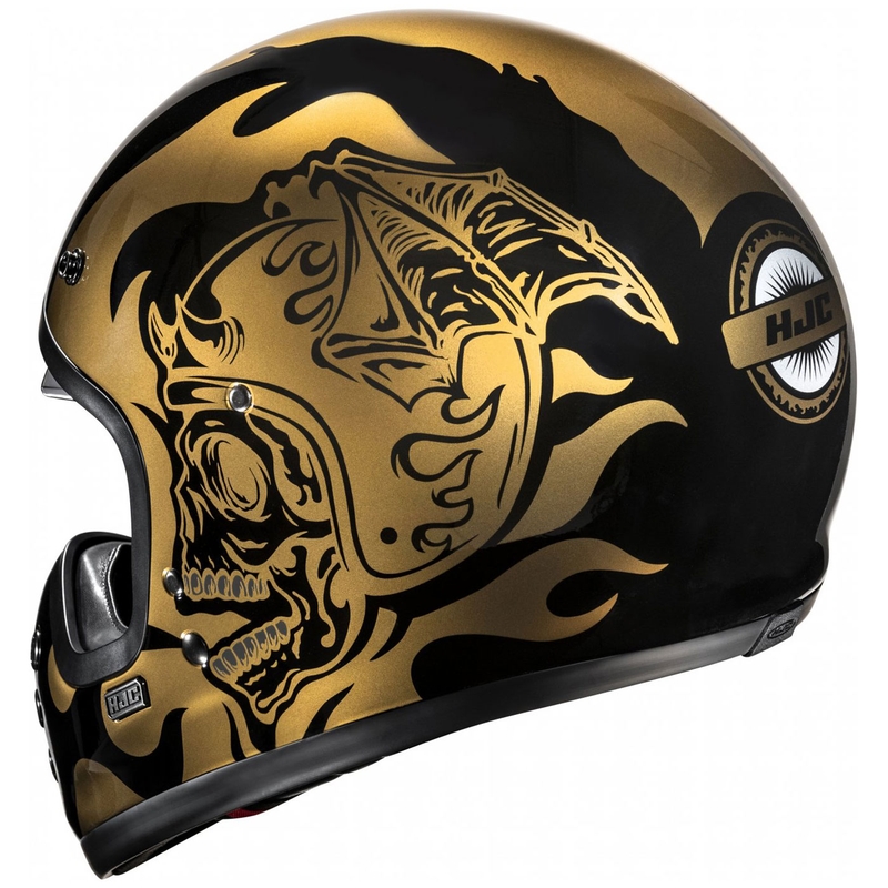 Integruotas motociklininko šalmas HJC V60 Flame MC9 auksinis-juodas