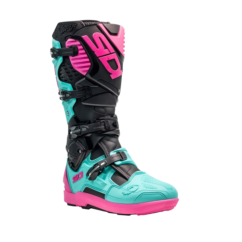 SiDi Crossfire 3 SRS Black-Mint-Pink motociklininko batai