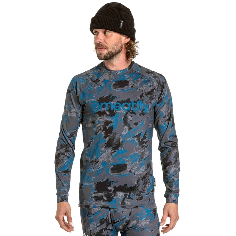Vyriški termo marškinėliai Meatfly Avery blue-grey camo