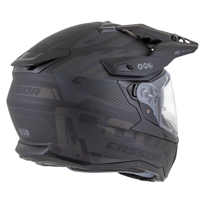 Enduro šalmas Cassida Road Runner TechniX matinis juodas-juodas-pilkas