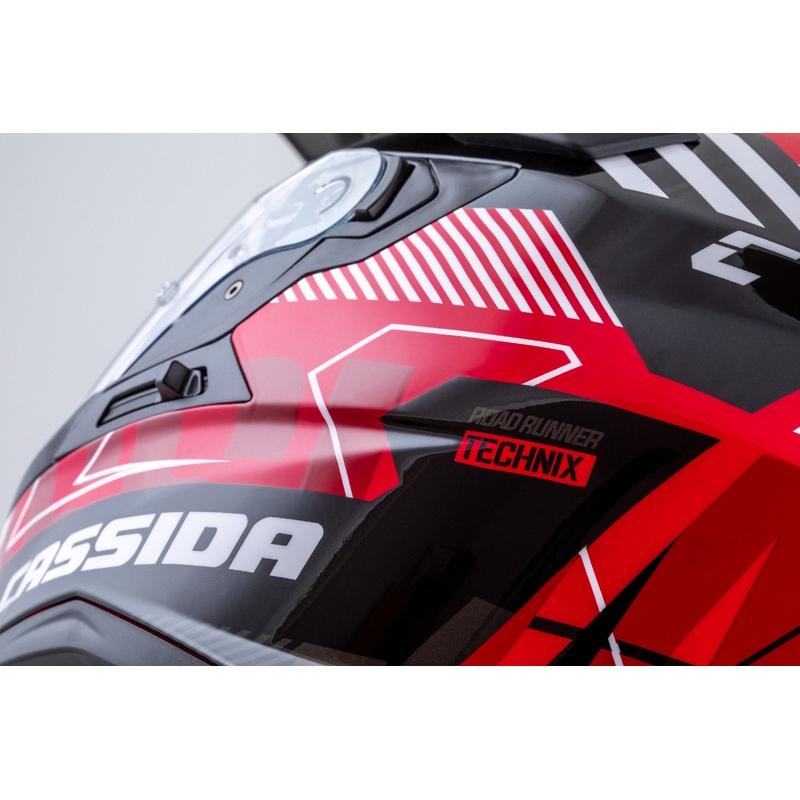 Enduro šalmas Cassida Road Runner TechniX raudona-juoda-balta-pilka