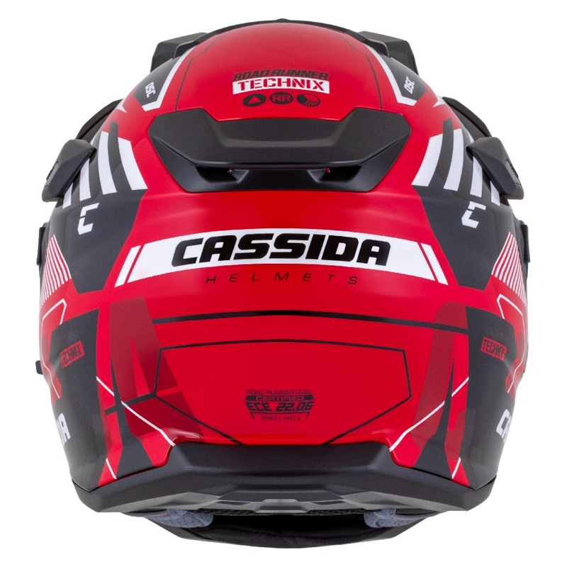 Enduro šalmas Cassida Road Runner TechniX raudona-juoda-balta-pilka
