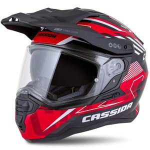 Enduro šalmas Cassida Road Runner TechniX raudona-juoda-balta-pilka