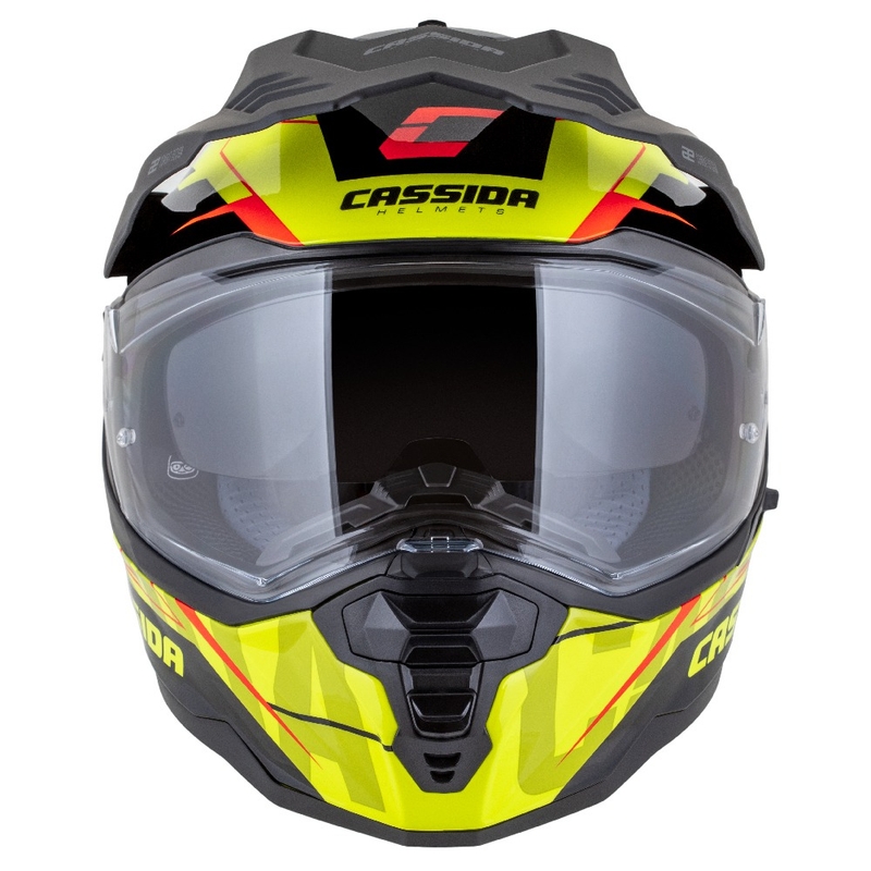Enduro šalmas "Cassida Road Runner TechniX" fluo geltona-juoda-oranžinė-pilka