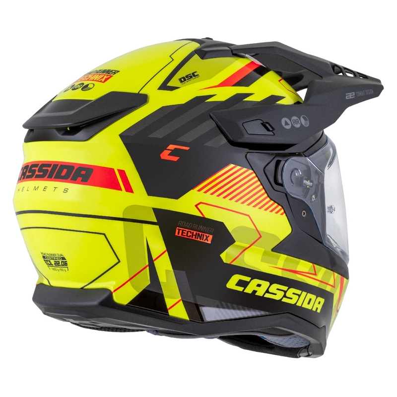 Enduro šalmas "Cassida Road Runner TechniX" fluo geltona-juoda-oranžinė-pilka