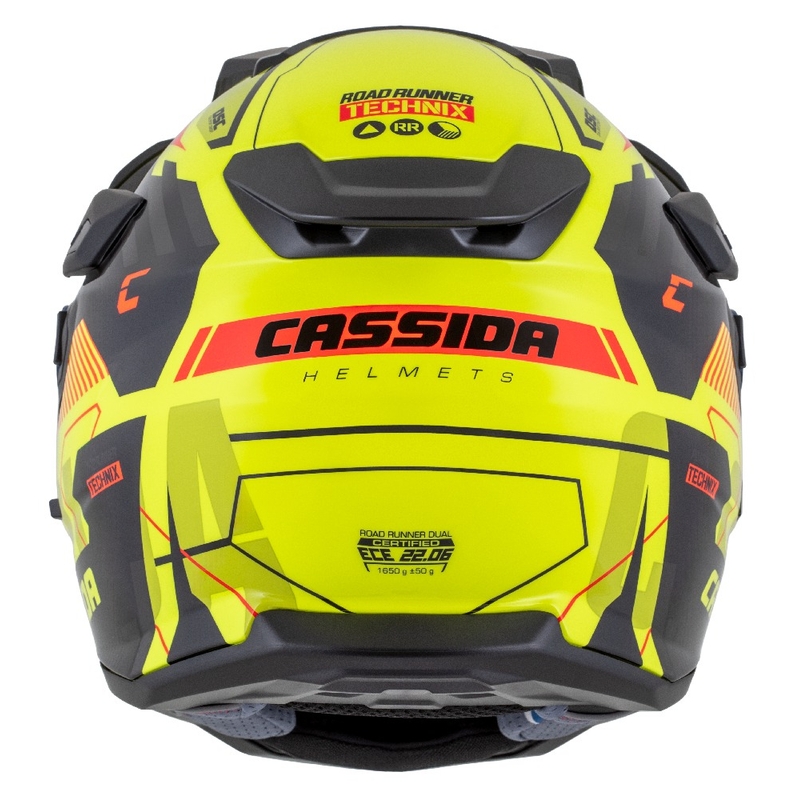 Enduro šalmas "Cassida Road Runner TechniX" fluo geltona-juoda-oranžinė-pilka
