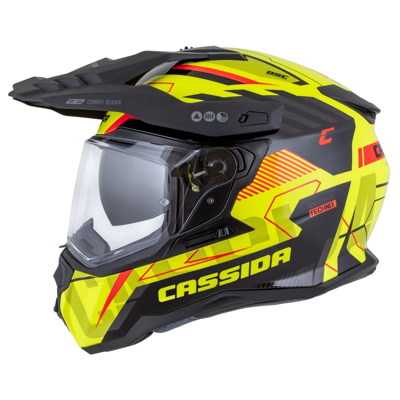 Enduro šalmas "Cassida Road Runner TechniX" fluo geltona-juoda-oranžinė-pilka