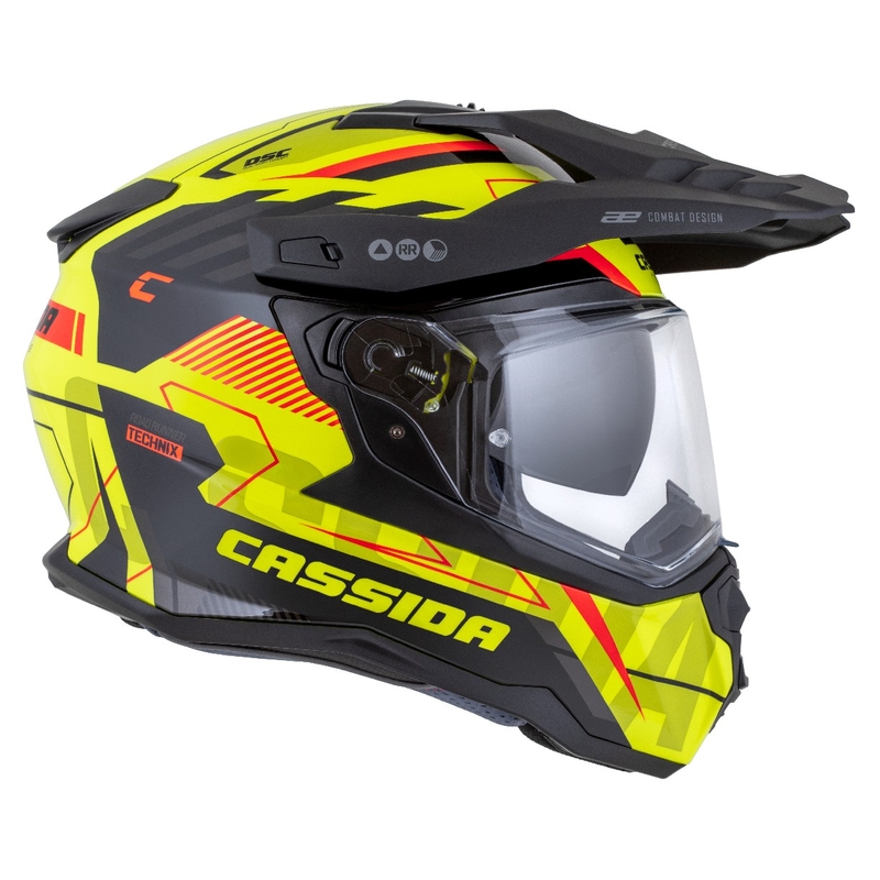 Enduro šalmas "Cassida Road Runner TechniX" fluo geltona-juoda-oranžinė-pilka