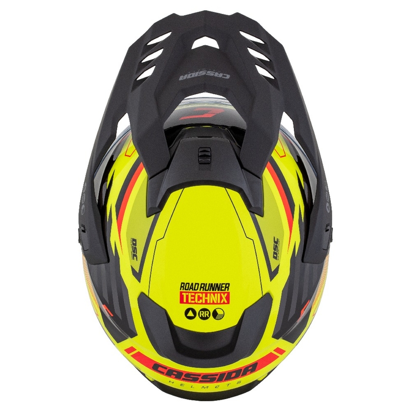 Enduro šalmas "Cassida Road Runner TechniX" fluo geltona-juoda-oranžinė-pilka