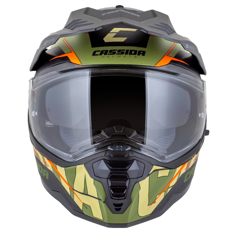 Enduro šalmas Cassida Road Runner TechniX matinis žalias-juodas-oranžinis-pilkas