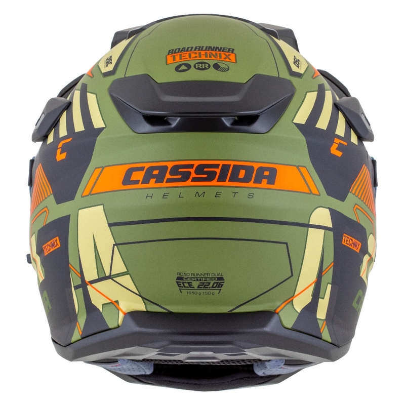 Enduro šalmas Cassida Road Runner TechniX matinis žalias-juodas-oranžinis-pilkas