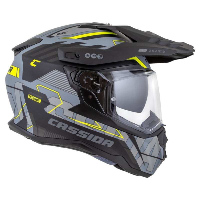 Enduro šalmas Cassida Road Runner TechniX matinis pilkai-juodas-fluo geltonas