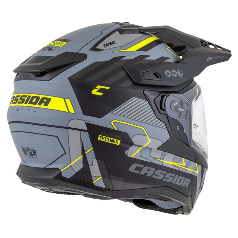 Enduro šalmas Cassida Road Runner TechniX matinis pilkai-juodas-fluo geltonas