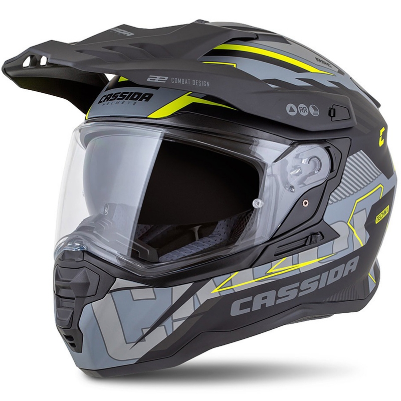 Enduro šalmas Cassida Road Runner TechniX matinis pilkai-juodas-fluo geltonas