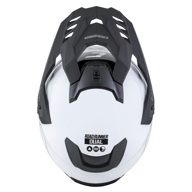 Enduro šalmas Cassida Road Runner Dual baltai juodas