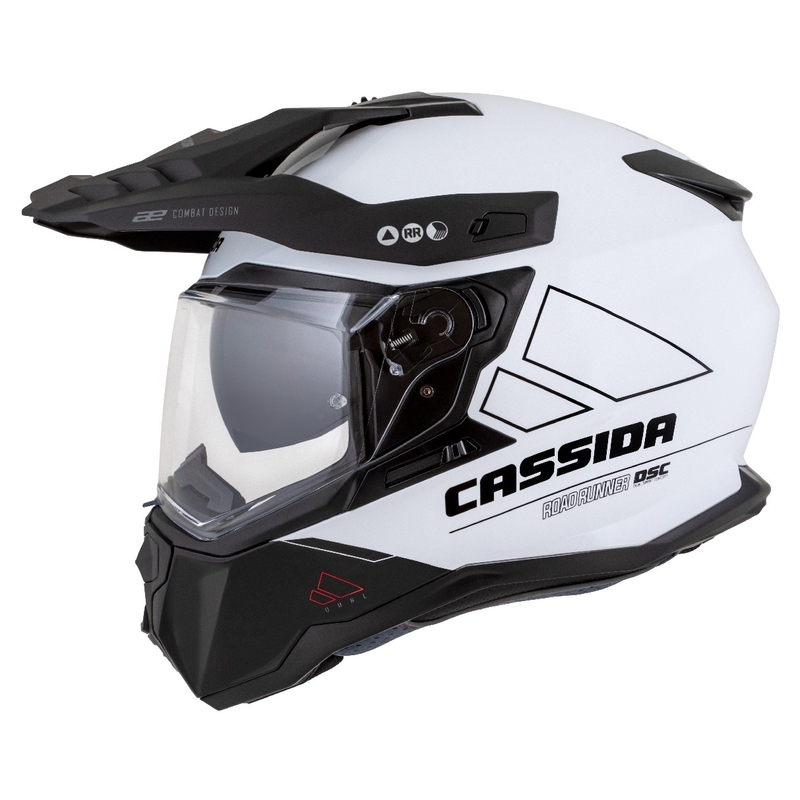 Enduro šalmas Cassida Road Runner Dual baltai juodas