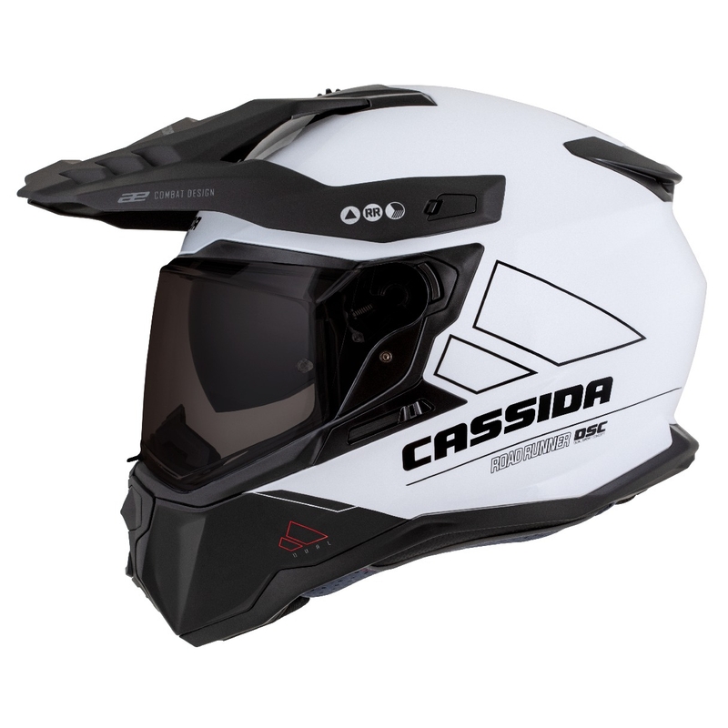Enduro šalmas Cassida Road Runner Dual baltai juodas