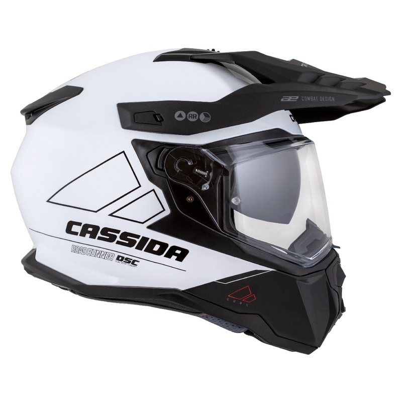 Enduro šalmas Cassida Road Runner Dual baltai juodas