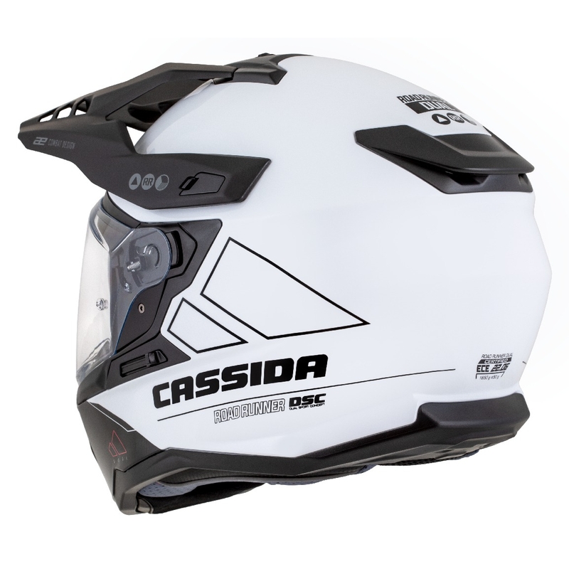 Enduro šalmas Cassida Road Runner Dual baltai juodas