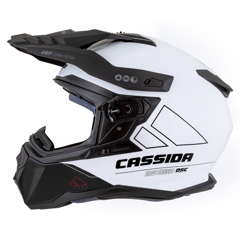 Enduro šalmas Cassida Road Runner Dual baltai juodas