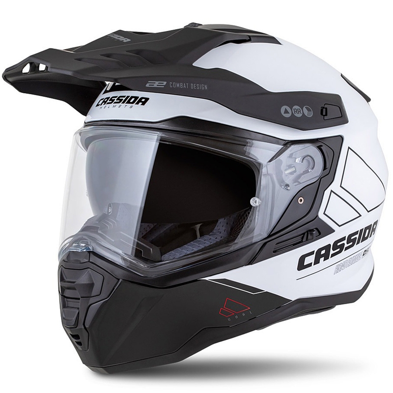Enduro šalmas Cassida Road Runner Dual baltai juodas