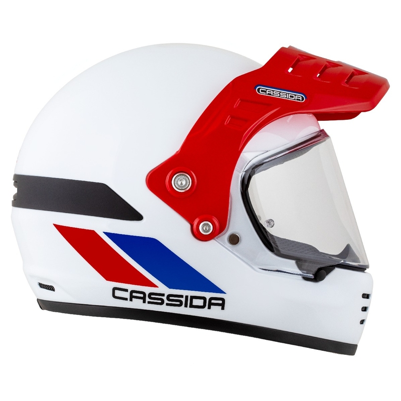 Enduro šalmas Cassida FormX FlatOut balta-mėlyna-raudona