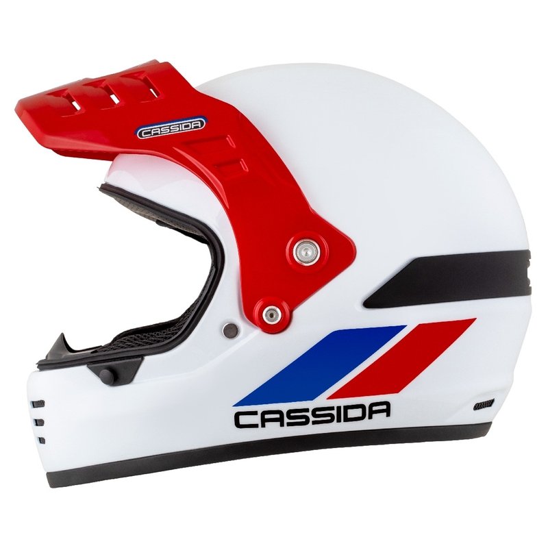 Enduro šalmas Cassida FormX FlatOut balta-mėlyna-raudona