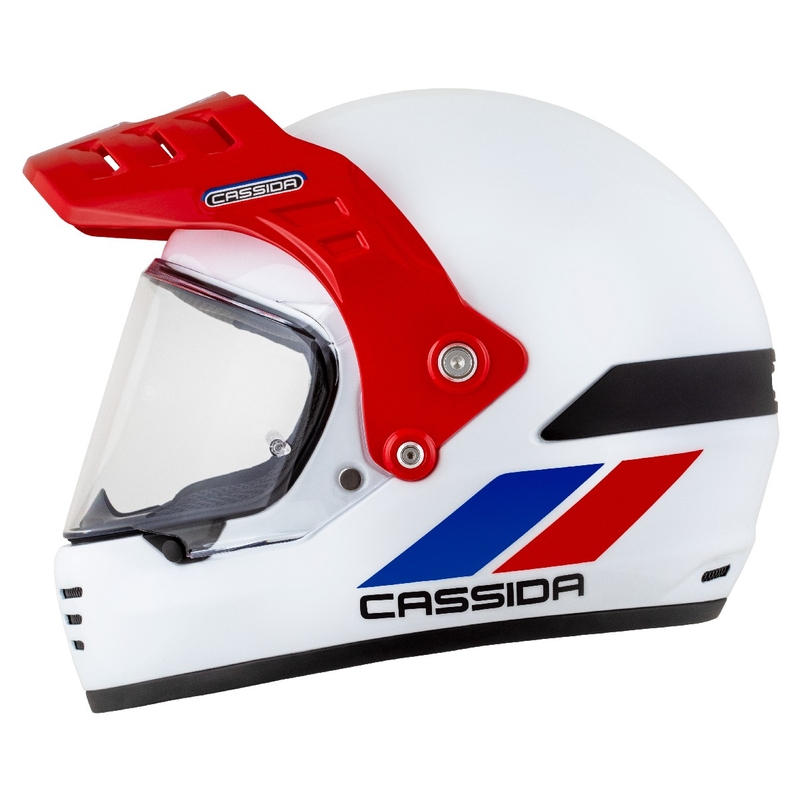 Enduro šalmas Cassida FormX FlatOut balta-mėlyna-raudona
