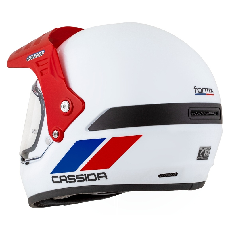 Enduro šalmas Cassida FormX FlatOut balta-mėlyna-raudona