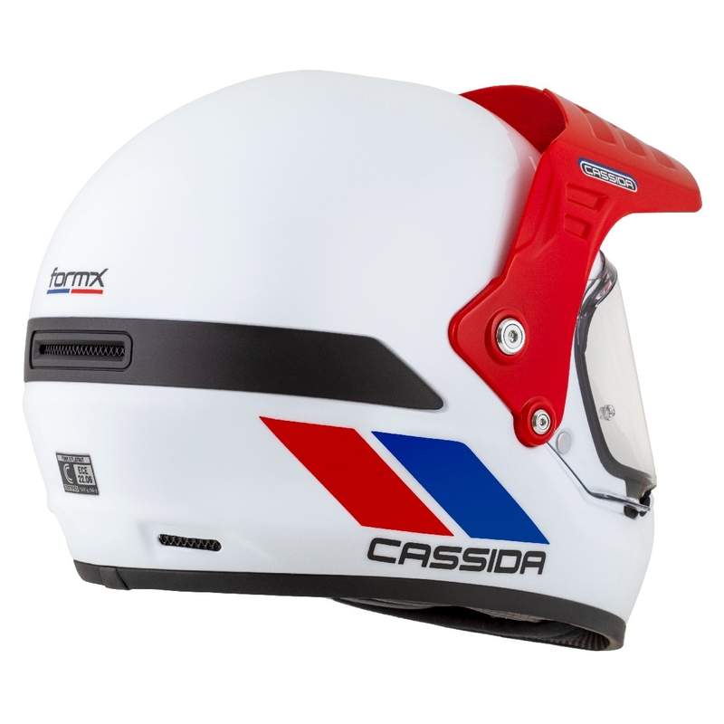 Enduro šalmas Cassida FormX FlatOut balta-mėlyna-raudona