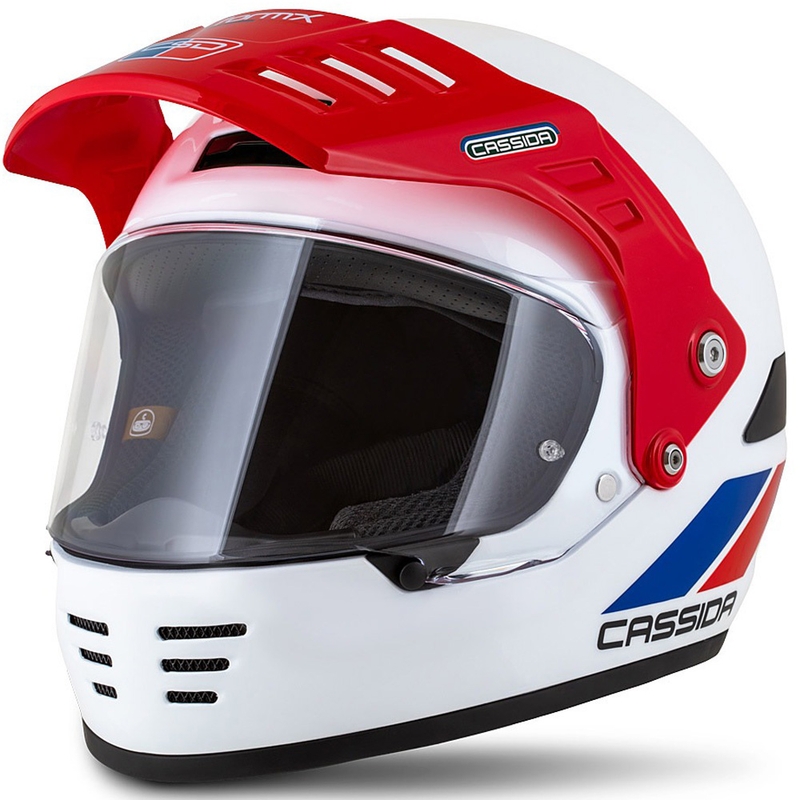 Enduro šalmas Cassida FormX FlatOut balta-mėlyna-raudona