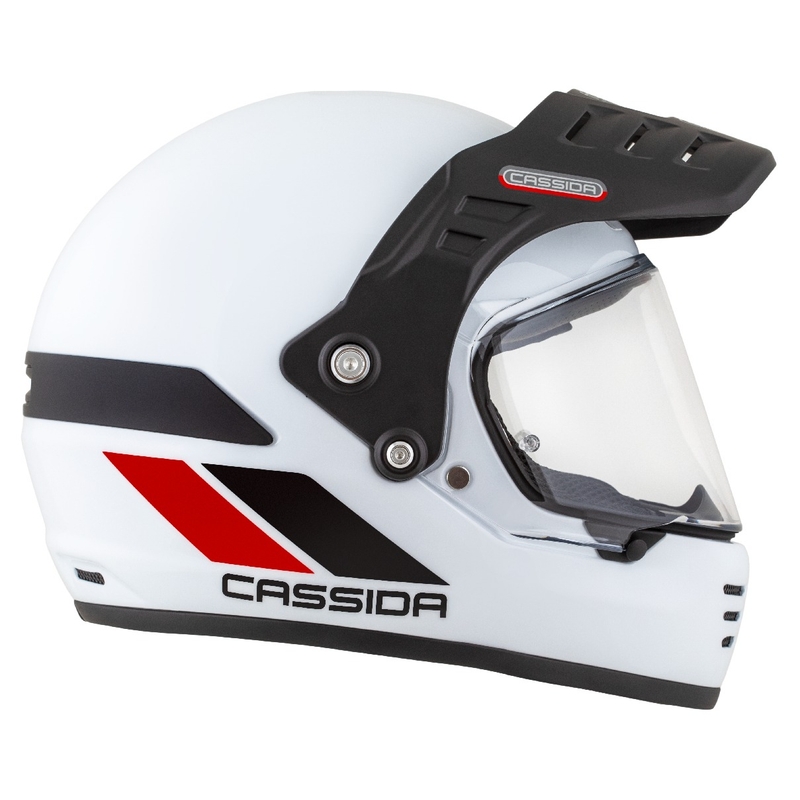 Enduro šalmas Cassida FormX FlatOut balta-juoda-raudona