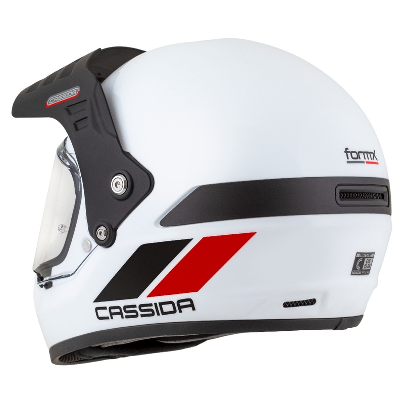 Enduro šalmas Cassida FormX FlatOut balta-juoda-raudona